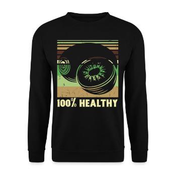 Kiwi 100% Healthy - Unisex Pullover - Schwarz - Vorne - Alina (178cm) & Michal (187cm)