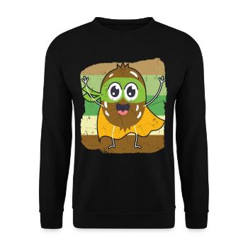 Kiwi Vintage Distressed - Unisex Pullover - Schwarz - Vorne - Alina (178cm) & Michal (187cm)