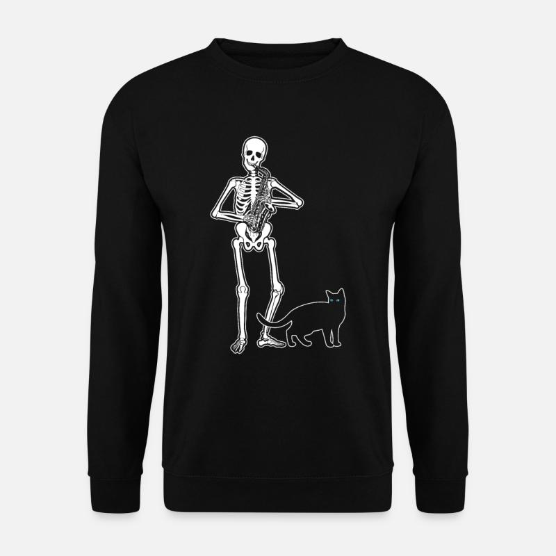 Squelette Saxophone Cat - Sweat-shirt Unisexe - noir