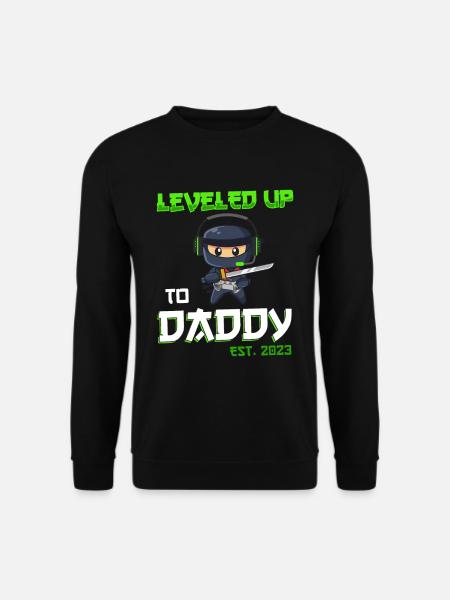 Leveled Up To Daddy Est. 2023 Gaming Ninja - Unisex Sweatshirt - black