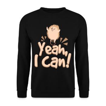 Yeah I Can Unicycle Hedgehog - Unisex Pullover - Schwarz - Vorne - Alina (178cm) & Michal (187cm)