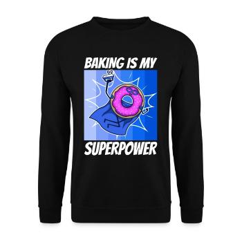Baking is my Superpower, Donut - Unisex Sweatshirt - black - Front - Alina (178cm) & Michal (187cm)