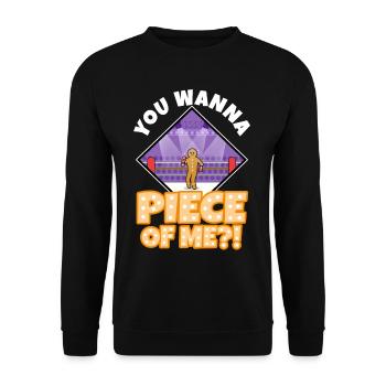 You wanna piece of me, Lebkuchen - Unisex Pullover - Schwarz - Vorne - Alina (178cm) & Michal (187cm)