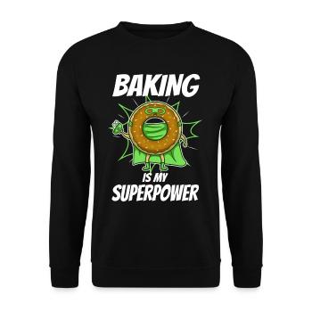 Baking is my Superpower, Donut - Unisex Sweatshirt - black - Front - Alina (178cm) & Michal (187cm)
