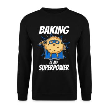 Baking is my Superpower, Biscuit - Unisex Sweatshirt - black - Front - Alina (178cm) & Michal (187cm)