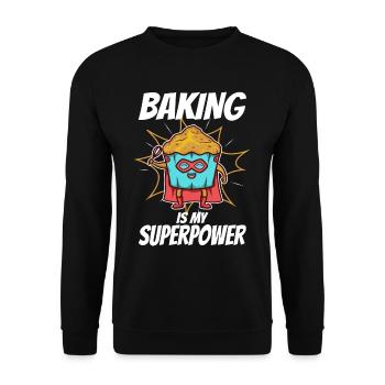 Baking is my Superpower, Muffin - Unisex Sweatshirt - black - Front - Alina (178cm) & Michal (187cm)
