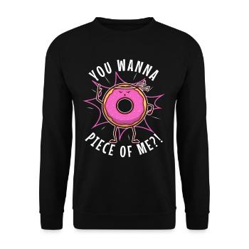 You want to piece of me, Donut - Unisex Sweatshirt - black - Front - Alina (178cm) & Michal (187cm)