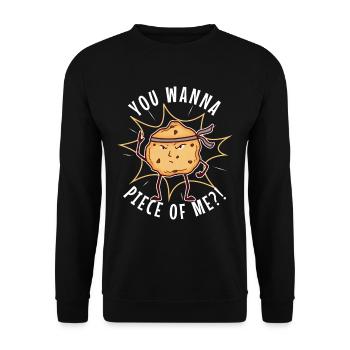 You want to piece of me Biscuit - Unisex Sweatshirt - black - Front - Alina (178cm) & Michal (187cm)