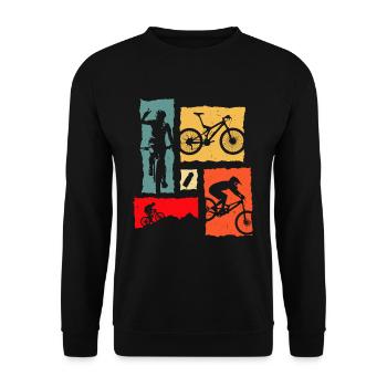 Mountain Bike Retro - Unisex Pullover - Schwarz - Vorne - Alina (178cm) & Michal (187cm)
