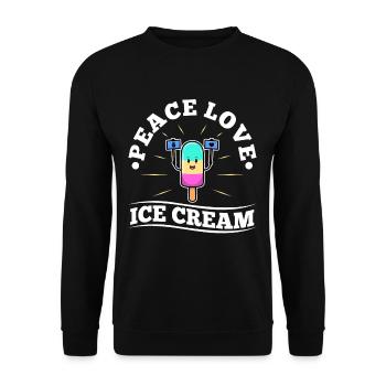 Peace Love Ice Cream - Unisex Pullover - Schwarz - Vorne - Alina (178cm) & Michal (187cm)