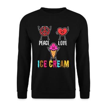 Peace Love Ice Cream - Unisex Pullover - Schwarz - Vorne - Alina (178cm) & Michal (187cm)