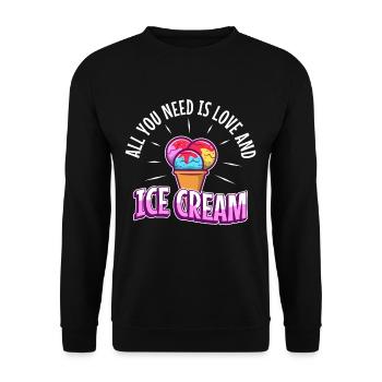 All you need is love and ice cream - Unisex Sweatshirt - black - Front - Alina (178cm) & Michal (187cm)