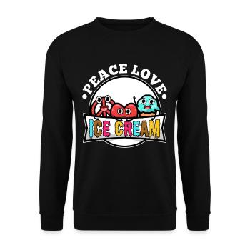 Peace Love Ice Cream - Unisex Pullover - Schwarz - Vorne - Alina (178cm) & Michal (187cm)