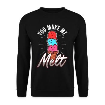 You make me melt, Eiscreme - Unisex Pullover - Schwarz - Vorne - Alina (178cm) & Michal (187cm)