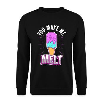 You make me melt, Eiscreme - Unisex Pullover - Schwarz - Vorne - Alina (178cm) & Michal (187cm)