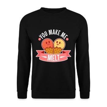 You make me melt, ice cream - Unisex Sweatshirt - black - Front - Alina (178cm) & Michal (187cm)
