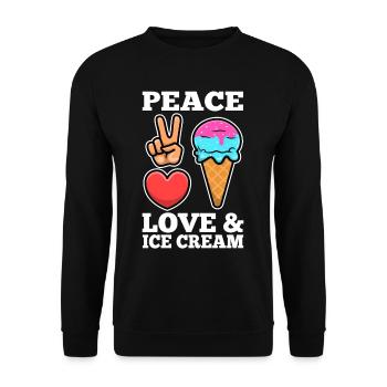 Peace Love Ice Cream - Unisex Pullover - Schwarz - Vorne - Alina (178cm) & Michal (187cm)