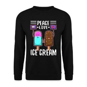Peace Love Ice Cream - Unisex Pullover - Schwarz - Vorne - Alina (178cm) & Michal (187cm)
