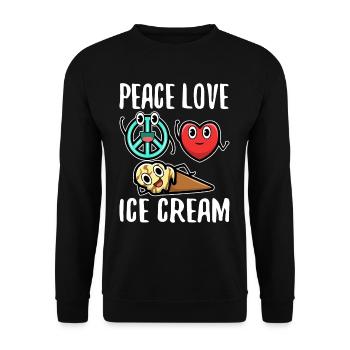 Peace Love Ice Cream - Unisex Pullover - Schwarz - Vorne - Alina (178cm) & Michal (187cm)