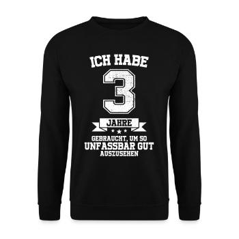 3. Geburtstag Geschenk Habe 3 Jahre Gebraucht - Unisex Pullover - Schwarz - Vorne - Alina (178cm) & Michal (187cm)
