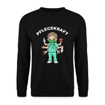 Six-armed caregiver geriatric nurse geriatric care - Unisex Sweatshirt - black - Front - Alina (178cm) & Michal (187cm)