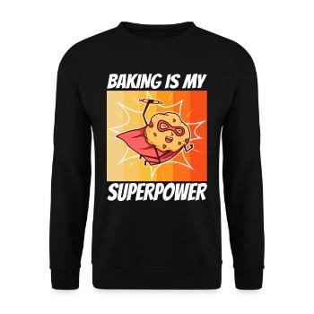 Baking is my Superpower, Biscuit - Unisex Sweatshirt - black - Front - Alina (178cm) & Michal (187cm)