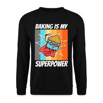 Baking is my Superpower, Muffin - Unisex Sweatshirt - black - Front - Alina (178cm) & Michal (187cm)