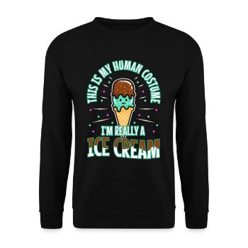 This is my human costume i'm really a ice cream - Unisex Pullover - Schwarz - Vorne - Alina (178cm) & Michal (187cm)