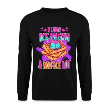 I love ice cream a waffle lot - Unisex Sweatshirt - black - Front - Alina (178cm) & Michal (187cm)