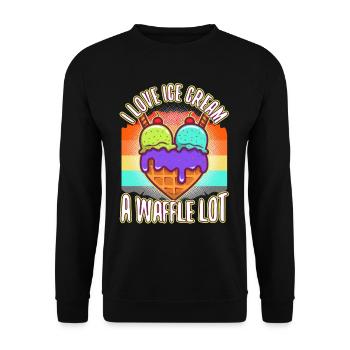 I love ice cream a waffle lot - Unisex Sweatshirt - black - Front - Alina (178cm) & Michal (187cm)