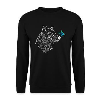 Polar bear with butterfly - Unisex Sweatshirt - black - Front - Alina (178cm) & Michal (187cm)