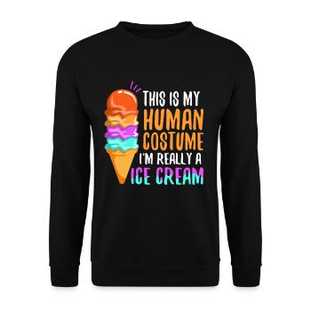 This is my human costume i'm really a ice cream - Unisex Pullover - Schwarz - Vorne - Alina (178cm) & Michal (187cm)
