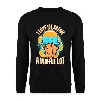 I love ice cream a waffle lot - Unisex Sweatshirt - black - Front - Alina (178cm) & Michal (187cm)