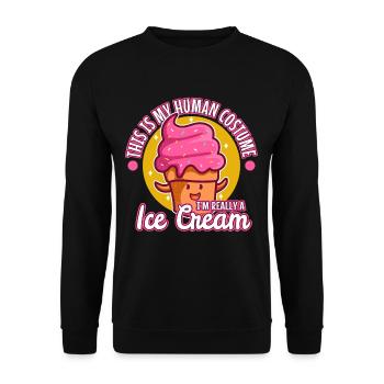 This is my human costume i'm really a ice cream - Unisex Pullover - Schwarz - Vorne - Alina (178cm) & Michal (187cm)