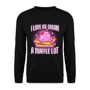 I love ice cream a waffle lot - Unisex Sweatshirt - black - Front - Alina (178cm) & Michal (187cm)