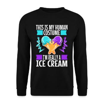 This is my human costume i'm really a ice cream - Unisex Pullover - Schwarz - Vorne - Alina (178cm) & Michal (187cm)