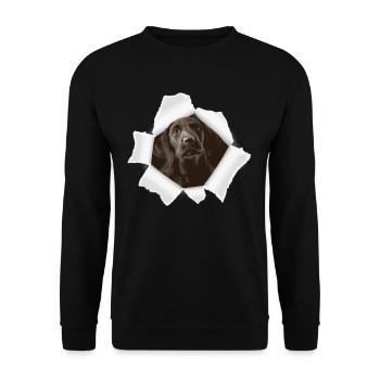 Dog peeking through hole - Unisex Sweatshirt - black - Front - Alina (178cm) & Michal (187cm)