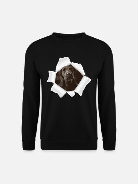Dog peeking through hole - Unisex Sweatshirt - black