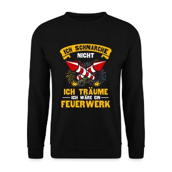 Schnarche Nicht Ich Träume Ich bin ein Feuerwerk - Unisex Pullover - Schwarz - Vorne - Alina (178cm) & Michal (187cm)