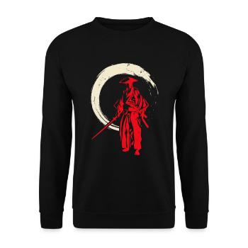 Retro Samurai Krieger - Unisex Pullover - Schwarz - Vorne - Alina (178cm) & Michal (187cm)