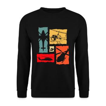 Helicopter Retro - Unisex Pullover - Schwarz - Vorne - Alina (178cm) & Michal (187cm)