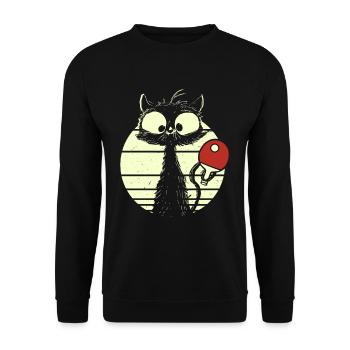 Chat joueur de tennis de table - Sweat-shirt Unisexe - noir - Devant - Alina (178cm) & Michal (187cm)
