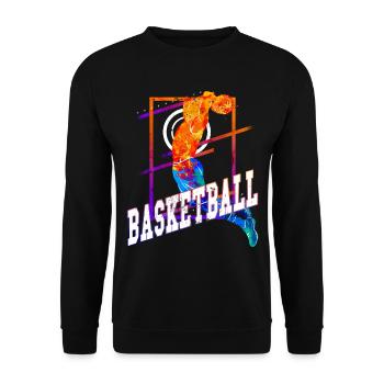 Basketball Basketballspieler Spieler Vintage Bunt - Unisex Pullover - Schwarz - Vorne - Alina (178cm) & Michal (187cm)