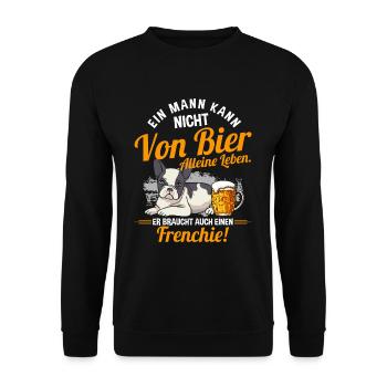 Ein Mann Kann Nicht Von Bier Alleine Leben Hund - Unisex Pullover - Schwarz - Vorne - Alina (178cm) & Michal (187cm)