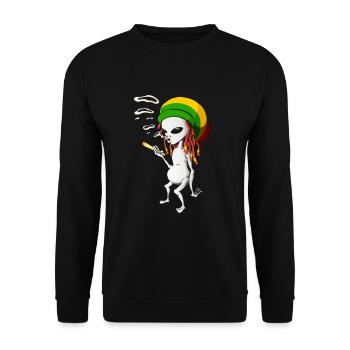 Rastafarian Alien Funny Grass UFO Grey Jamaican - Unisex Sweatshirt - black - Front - Alina (178cm) & Michal (187cm)