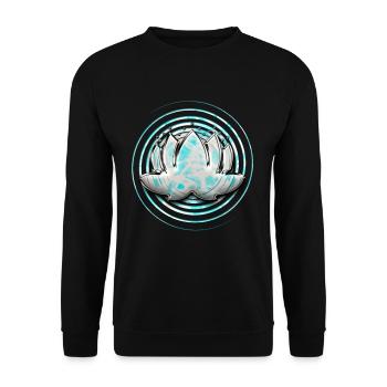 Zen Lotusblume Psychedelisch Spirituell Buddhist - Unisex Pullover - Schwarz - Vorne - Alina (178cm) & Michal (187cm)