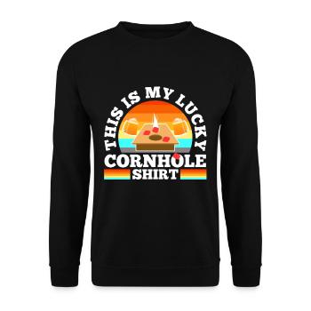 C’est ma chemise porte-bonheur en cornhole - Sweat-shirt Unisexe - noir - Devant - Alina (178cm) & Michal (187cm)