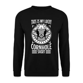 C’est ma chemise porte-bonheur en cornhole - Sweat-shirt Unisexe - noir - Devant - Alina (178cm) & Michal (187cm)
