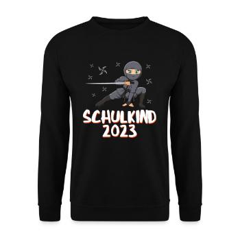 Schulkind 2023 Ninja - Unisex Pullover - Schwarz - Vorne - Alina (178cm) & Michal (187cm)