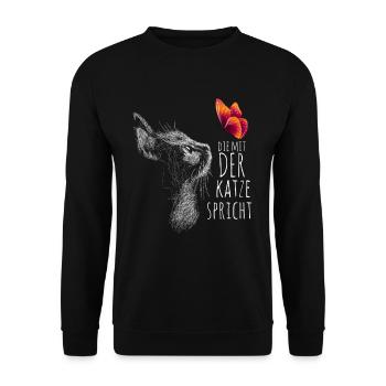 Die mit der Katze spricht - Unisex Pullover - Schwarz - Vorne - Alina (178cm) & Michal (187cm)